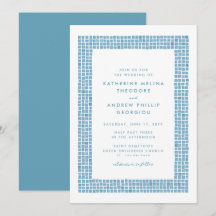 Boda de destino griega azul simple marco de azulej