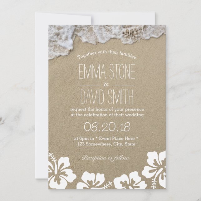 Invitación Boda de destino hawaiana Hibiscus Summer Beach (Anverso)