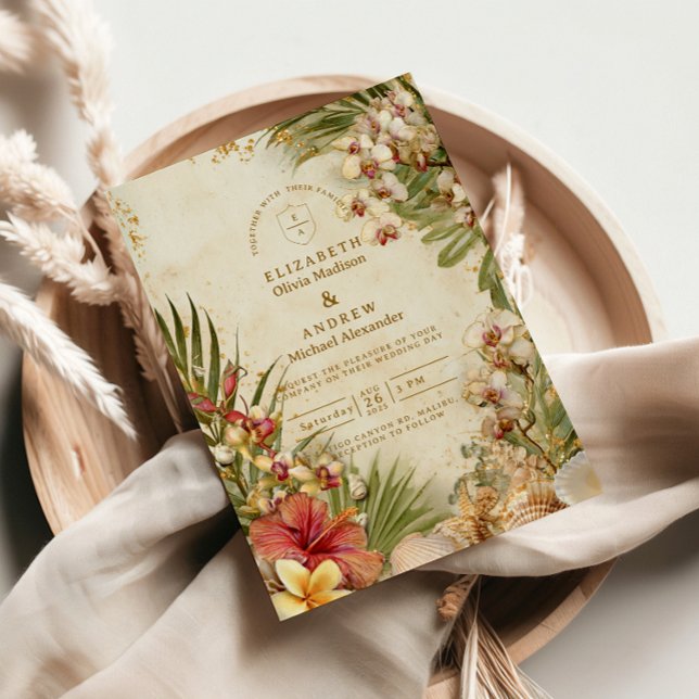 Invitación Boda de destino Hibiscus Palm (Subido por el creador)