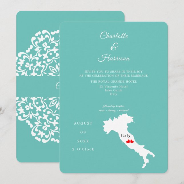 Invitación Boda de destino Italia Europa (Anverso / Reverso)