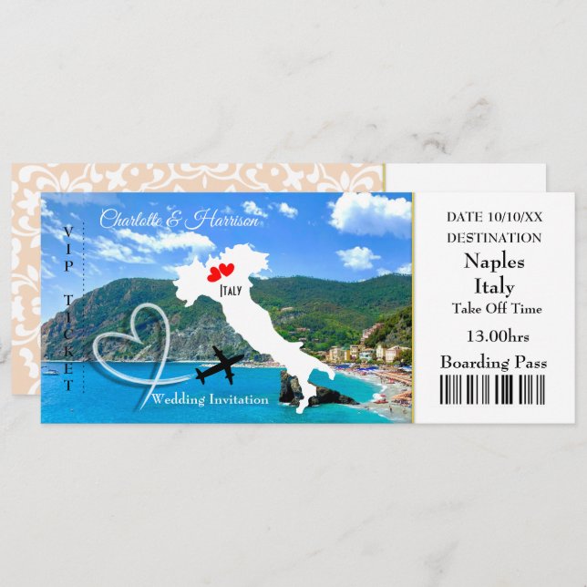 Invitación Boda de destino Italia Europa (Anverso / Reverso)