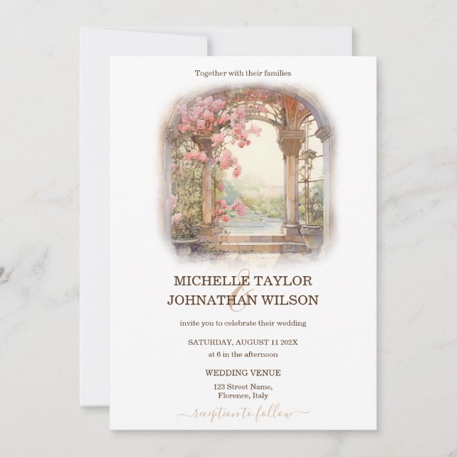 Invitación Boda de destino Italia Florencia toscana (Anverso)
