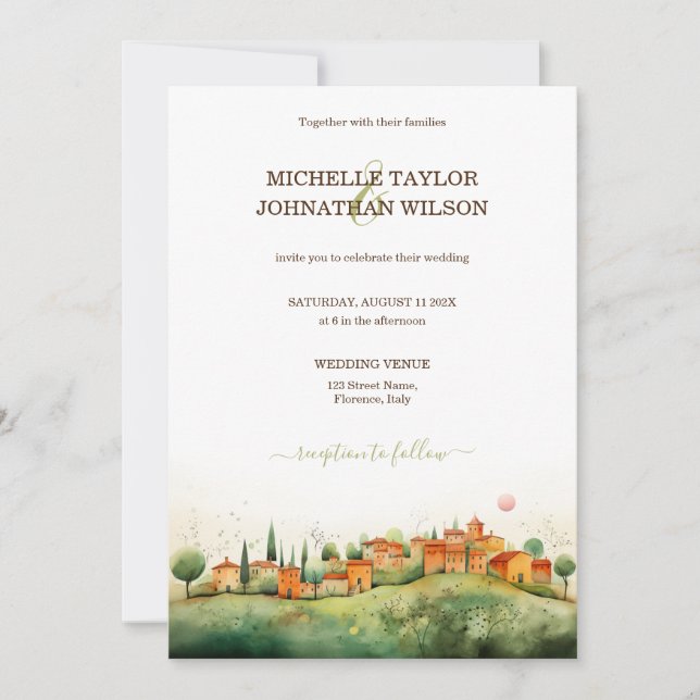Invitación Boda de destino Italia Florencia toscana (Anverso)
