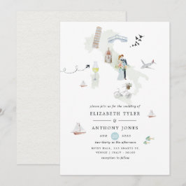 Invitación Boda de destino italiana con acuarela