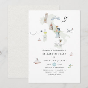Invitación Boda de destino italiana con acuarela