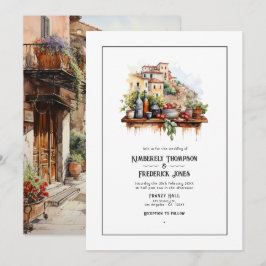 Invitación Boda de destino italiana con acuarela