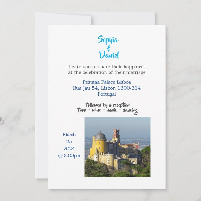 Invitación Boda de destino - Lisboa, Portugal (Anverso)