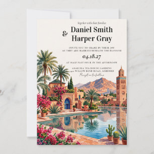 Invitación Boda de destino marroquí Marrakech acuarela
