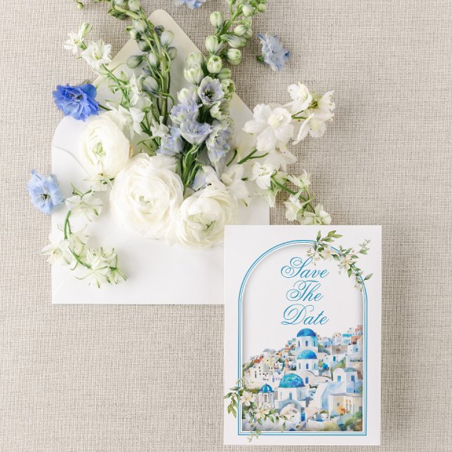 Invitación Boda de destino mediterránea salva la fecha (Subido por el creador)