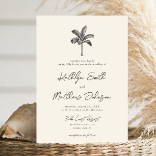 Invitación Boda de destino Minimalista de marfil de árbol de
