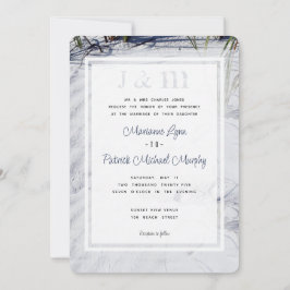 Invitación Boda de destino moderna de la playa de arena blanc