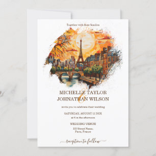 Invitación Boda de destino moderna Torre Eiffel de París