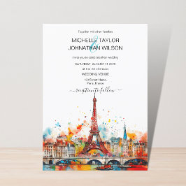 Invitación Boda de destino moderna Torre Eiffel de París