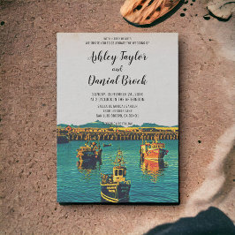 Invitación Boda de destino naval de barcos de vela de vintage
