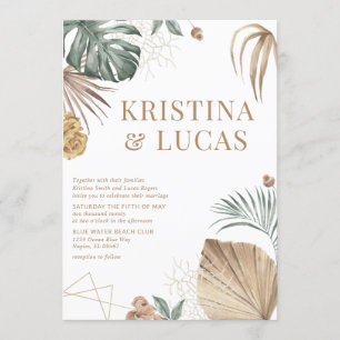 Invitación Boda de destino Oasis Tropical de Oro