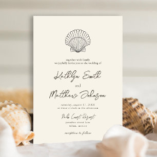 Invitación Boda de destino oceánica de la Shell moderna