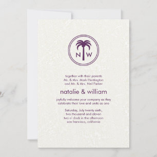 Invitación Boda de destino Palm Monograma Summer Beach