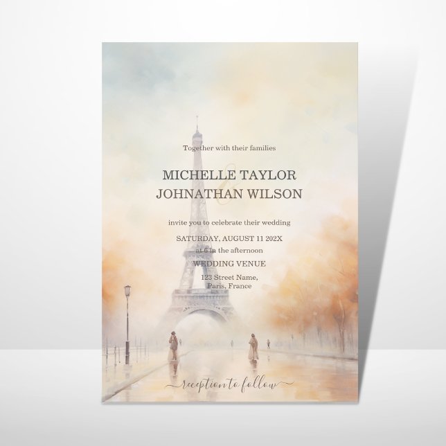 Invitación Boda de destino París Torre Eiffel Francia (Subido por el creador)
