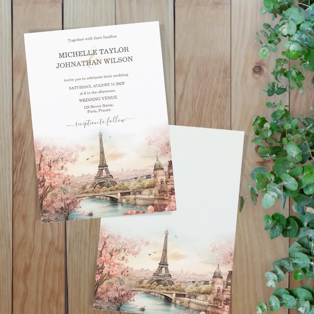 Invitación Boda de destino París Torre Eiffel Francia (Subido por el creador)