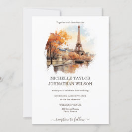 Invitación Boda de destino París Torre Eiffel Francia
