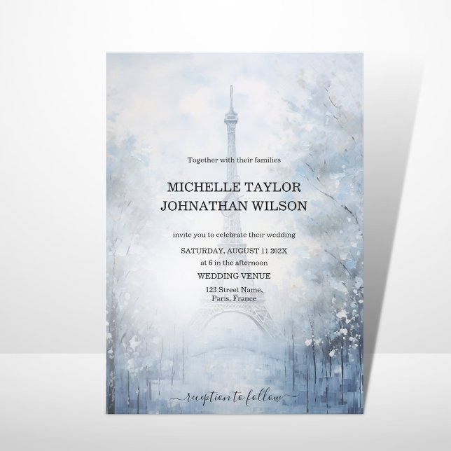Invitación Boda de destino París Torre Eiffel Invierno (Subido por el creador)