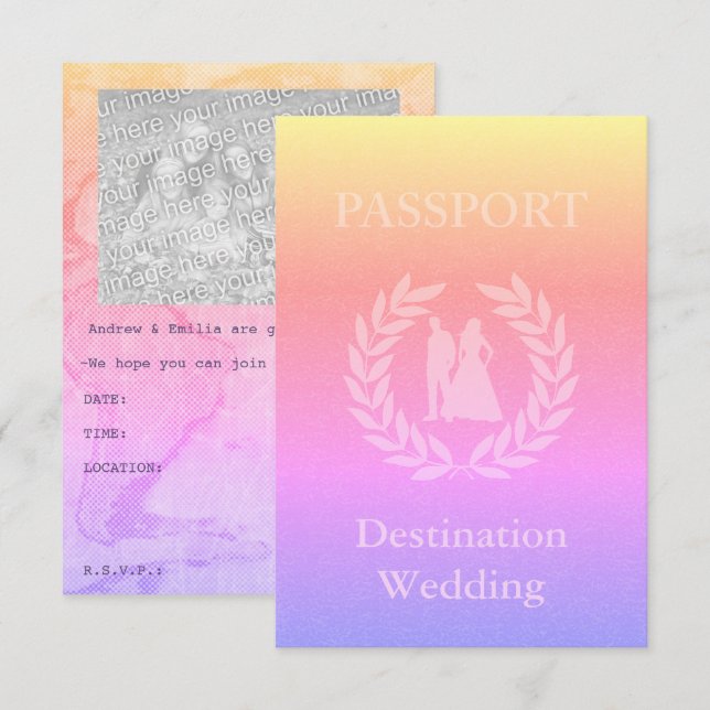 Invitación boda de destino pasaporte (Anverso / Reverso)