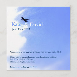 Invitación Boda de destino personalizado en el cielo con avió