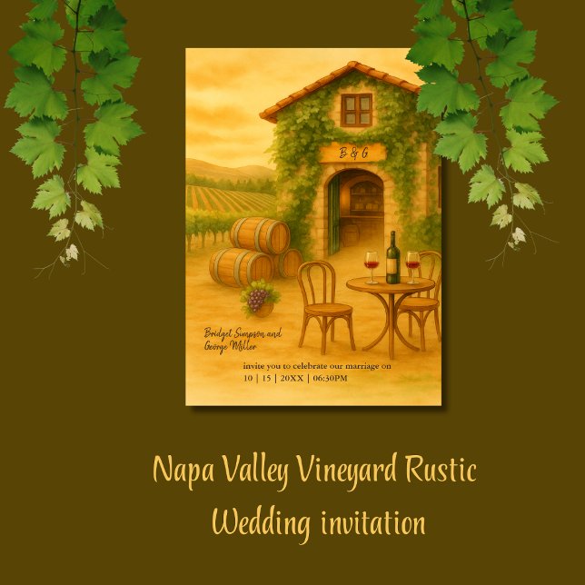 Invitación Boda de destino Rústico del viñedo de Napa Valley (Subido por el creador)