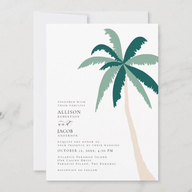 Invitación Boda de destino tropical (Anverso)