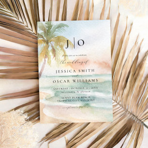 Invitación Boda de destino tropical de la playa de acuarela