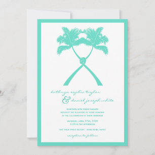 Invitación Boda de destino tropical de palmeras nubladas