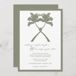 Invitación Boda de destino tropical de palmeras nubladas
