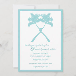Invitación Boda de destino tropical de palmeras nubladas
