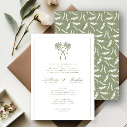 Invitación Boda de destino tropical de palmeras nubladas