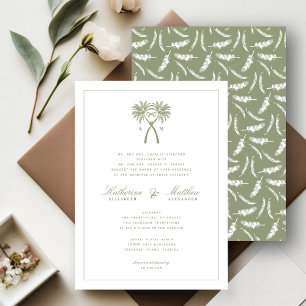 Invitación Boda de destino tropical de palmeras nubladas