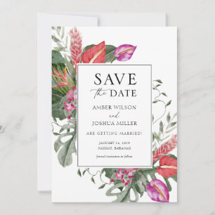 Invitación Boda de destino tropical Guardar la fecha