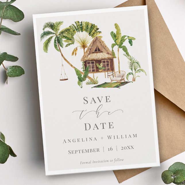Invitación Boda de destino tropical Guardar la fecha (Subido por el creador)