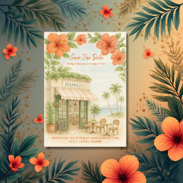 Invitación Boda de destino tropical hawaiana salva la fecha