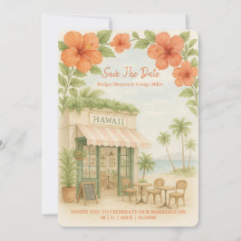 Invitación Boda de destino tropical hawaiana salva la fecha
