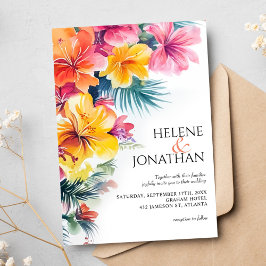 Invitación Boda de Destino Tropical Hibiscus Ocean Beach