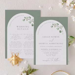 Invitación Boda de detalles botánicos del Arco Verde Masaje M