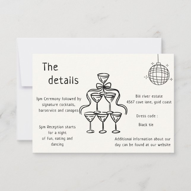 Invitación Boda de detalles de código QR Boda escrito a mano (Anverso)
