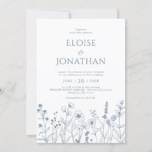 Invitación Boda de detalles de flores silvestres minimalistas