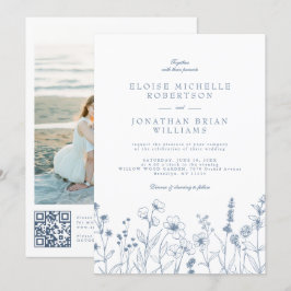 Invitación Boda de detalles de flores silvestres minimalistas