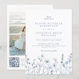 Invitación Boda de detalles de flores silvestres minimalistas