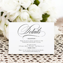 Invitación Boda de detalles de la moda de caligrafía en blanc
