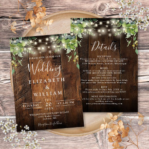 Invitación Boda de detalles de la vegetación de la cadena de