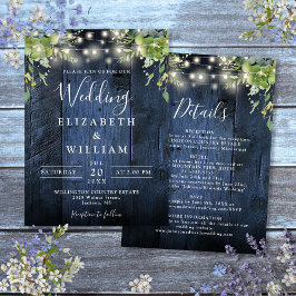 Invitación Boda de detalles de verde claro de cadena de mader