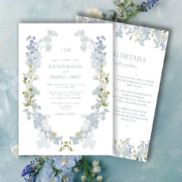 Invitación Boda de detalles del monograma del Dusty Blue Gard