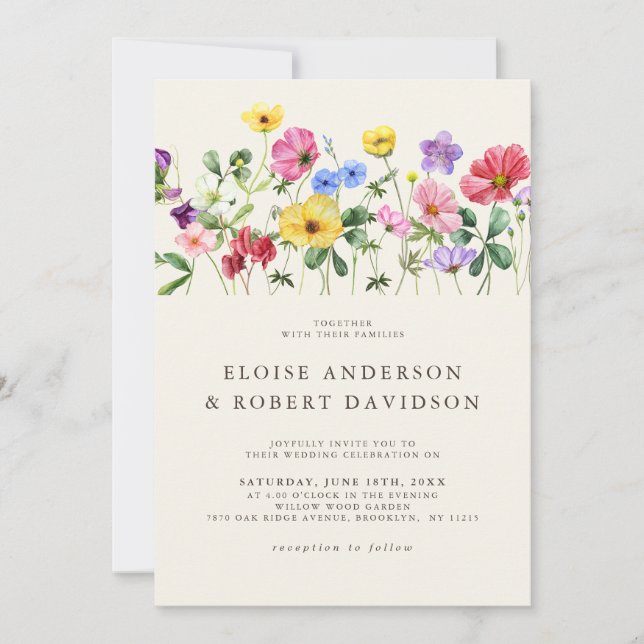 Invitación Boda de detalles florales de Boho, Moda rusa de fl (Anverso)